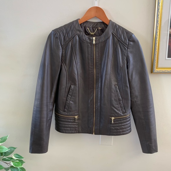 Cole Haan Smoke Genuine Leather Jacket Size S - Picture 3 of 8